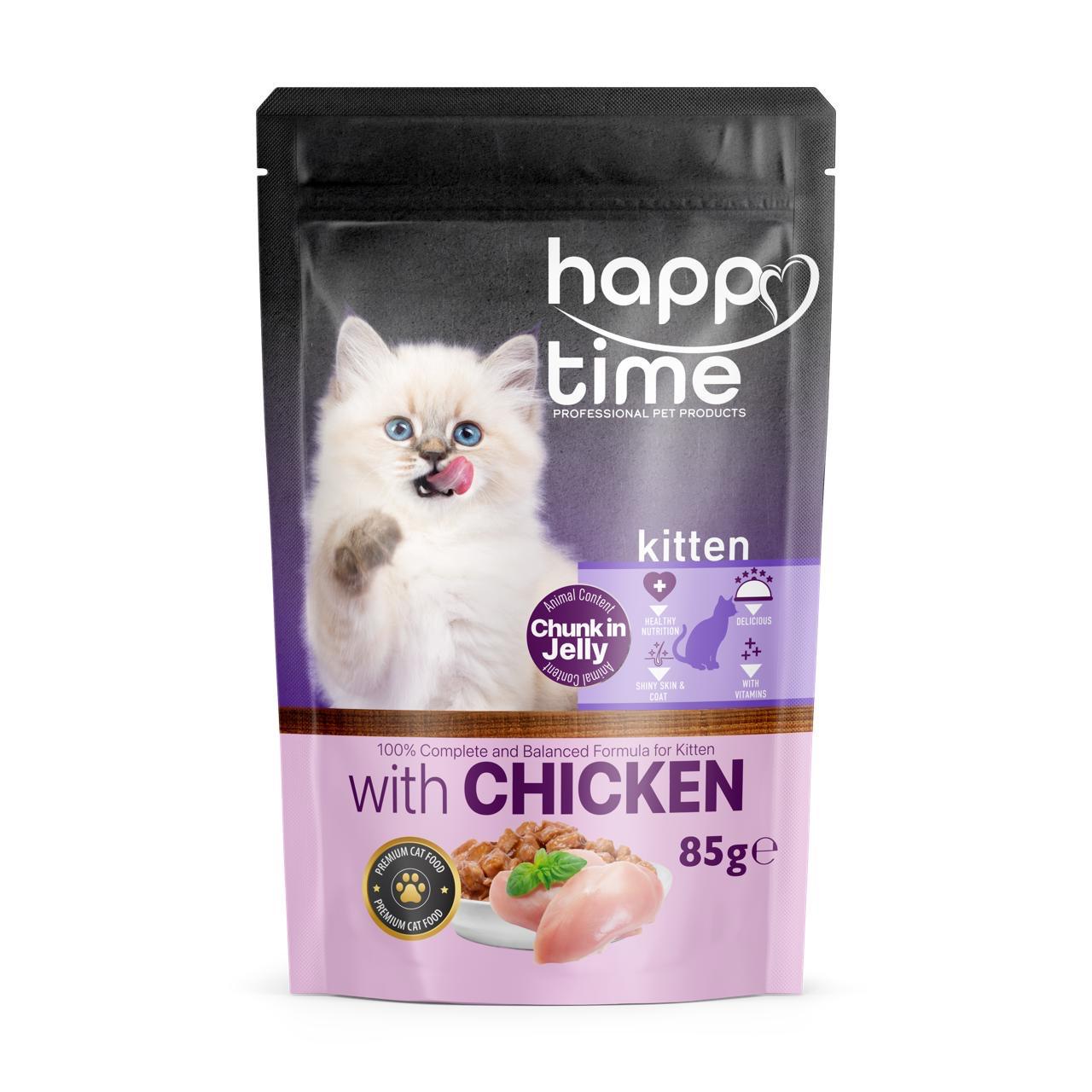 HAPPY TİME POUCH YAVRU KEDİ TAVUKLU JÖLELİ 85 GR*24